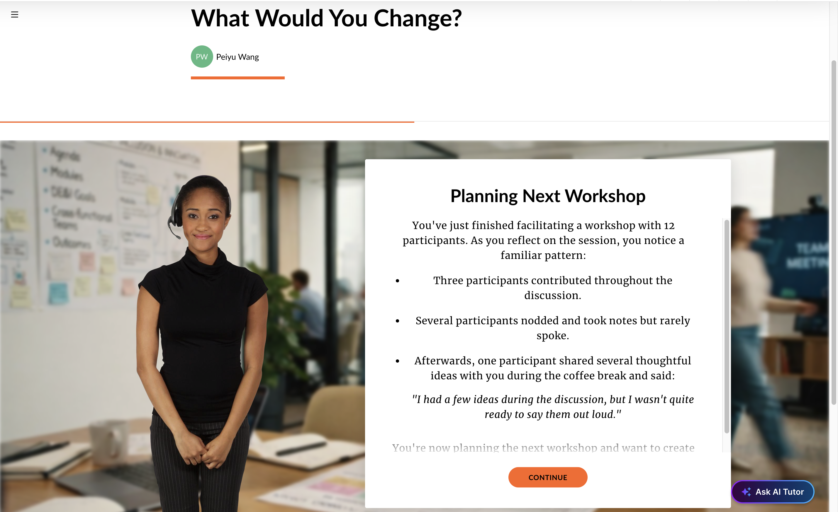 Opening screen from the Rise 360 course Designing Inclusive Discussions